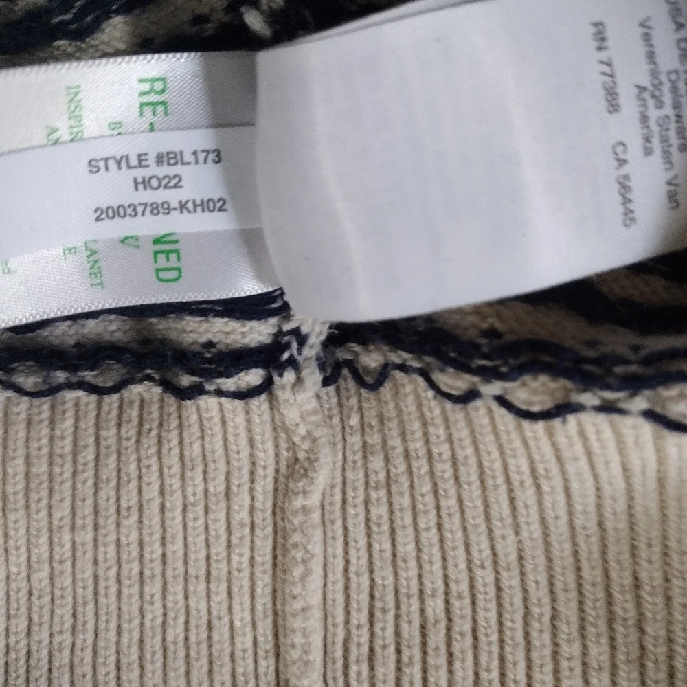 J. Crew Sweater Men's XL Fair Isle Cotton Snowflake Skiing Winter Blue BL173